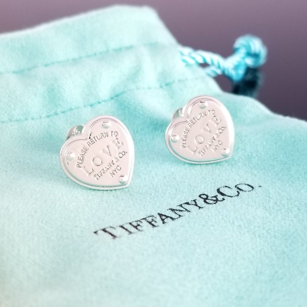 Tiffany Love Heart Silver Stud Earrings